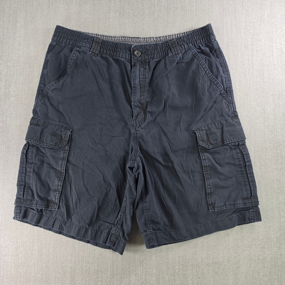 Outdoor Life Cargo Shorts Mens Medium Black Ripstop Cotton Elastic Waist